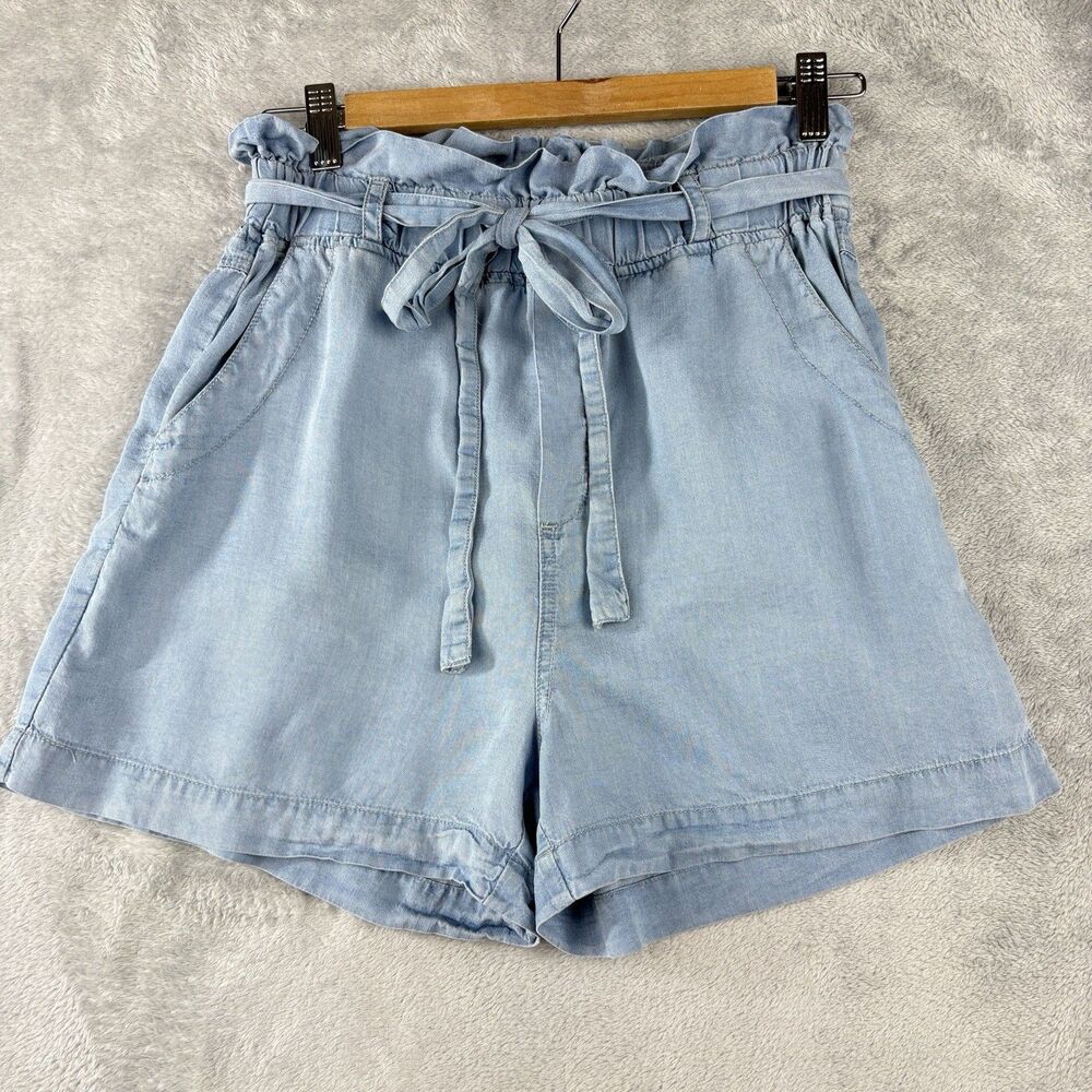 Thread + Supply Paperbag Shorts Womens M Light Wash Chambray Boho Coastal Beachy